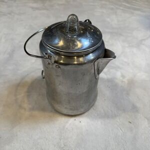 Vintage Aluminum Stovetop Coffee Percolator Camping Pot Glass Knob Hong Kong